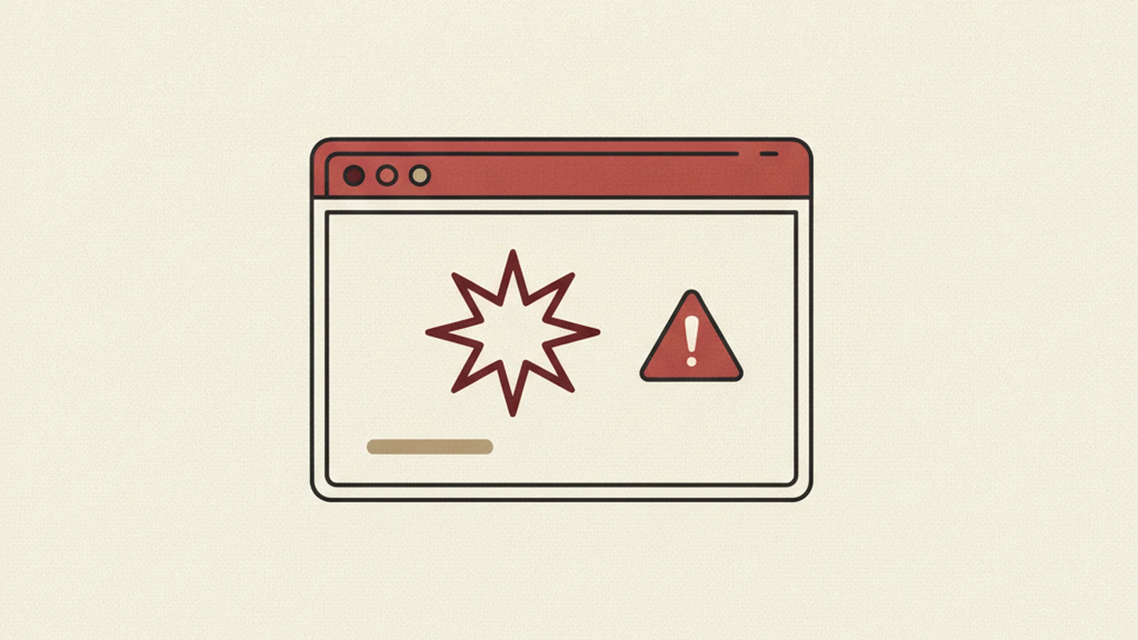 An oxblood and cream editorial illustration of a pulsing warning marker sitting on a horizontal flash-rate timeline, evoking a seizure risk threshold chart.