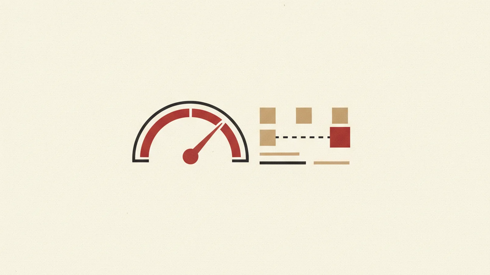 An oxblood and cream editorial illustration of a gauge dashboard showing a needle at one hundred beside a checkout flow icon with a keyboard path hitting a dead end.