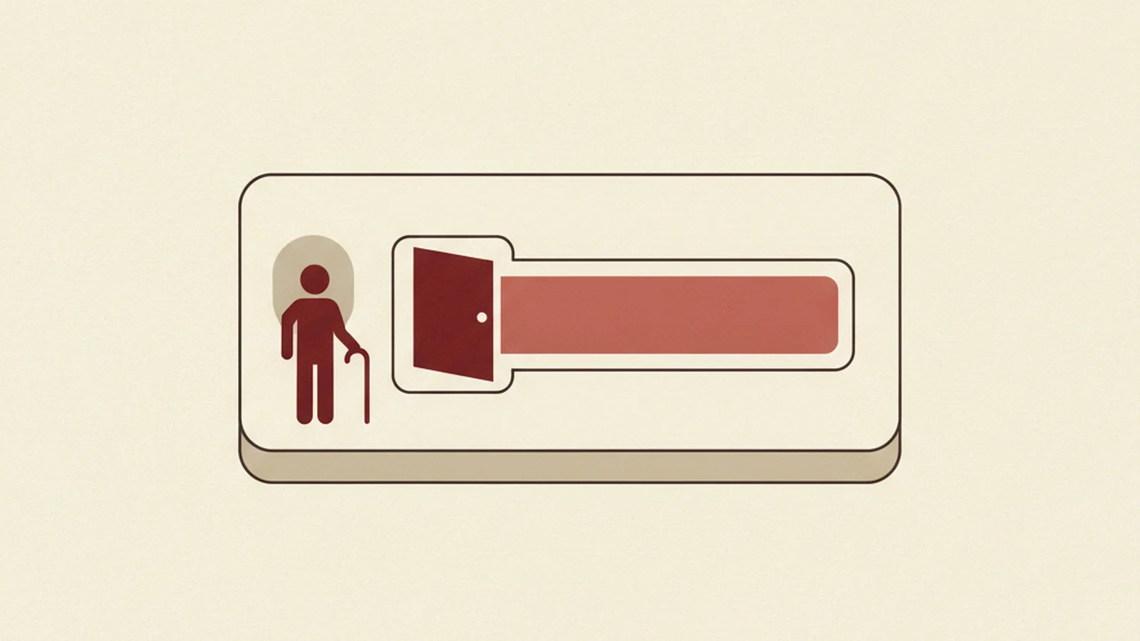 Oxblood and cream editorial illustration of a form input field with fading placeholder text beside a speech bubble reading edit text
