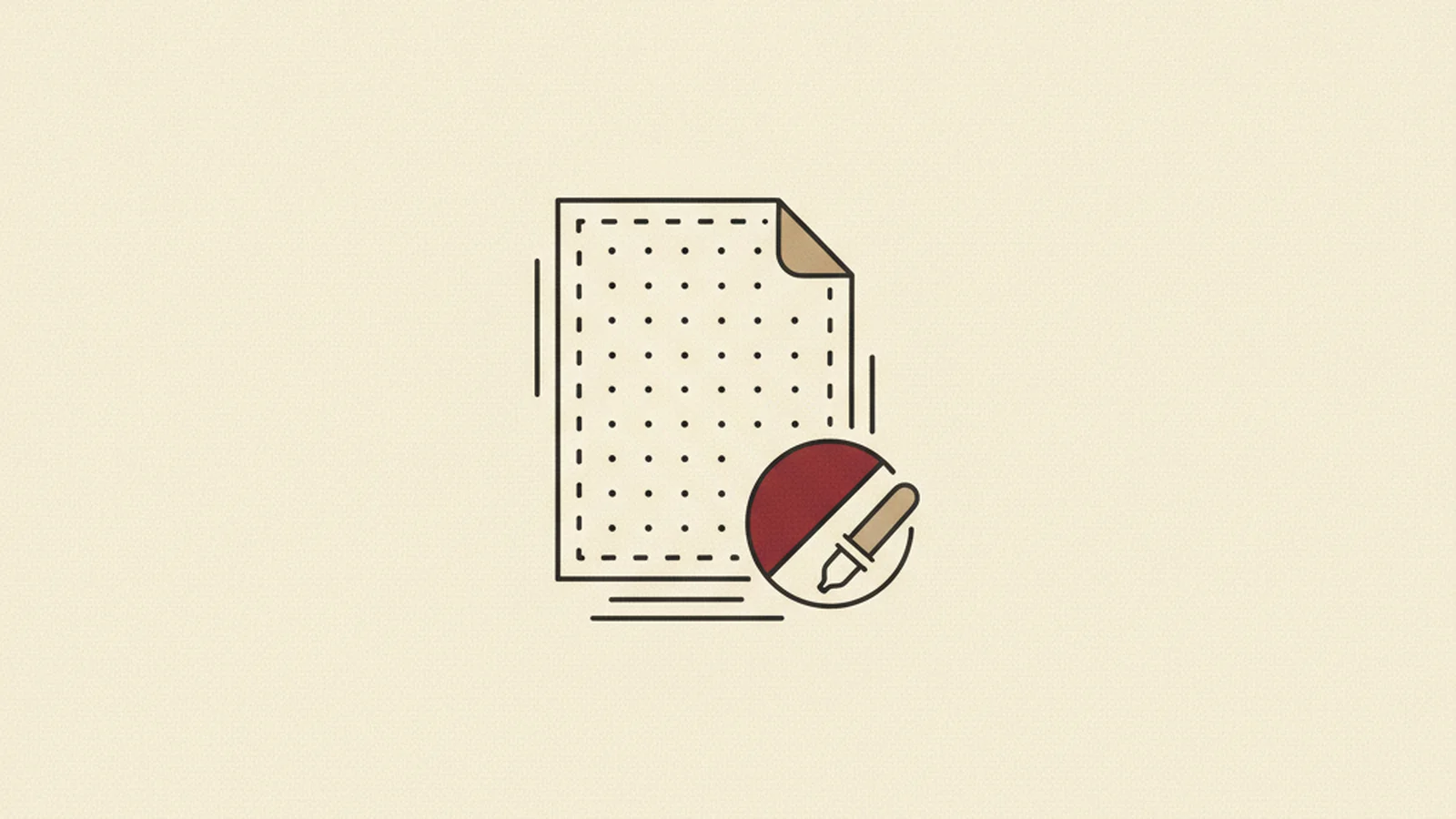 Illustration of a dashed-outline draft document with a small contrast swatch and eyedropper tool overlaid on it