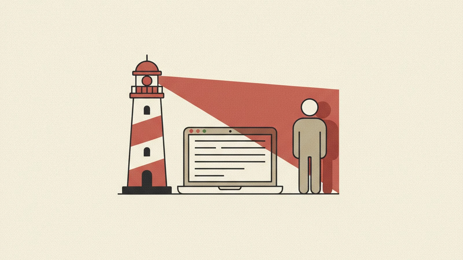 Oxblood and cream editorial illustration of a green checkmark score sitting beside a tangled, broken pathway, symbolizing a passing automated score hiding real user obstacles
